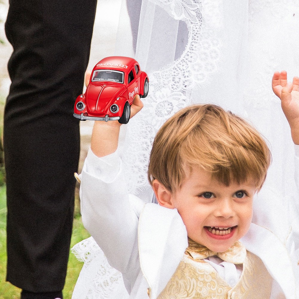 Nom personnalisé Mini modèle de voiture, Mini voiture jouet Beetle, cadeau de remerciement, cadeau de fête de mariage, faveurs de mariage, cadeaux de garçons d'honneur, cadeau pour Page Boy