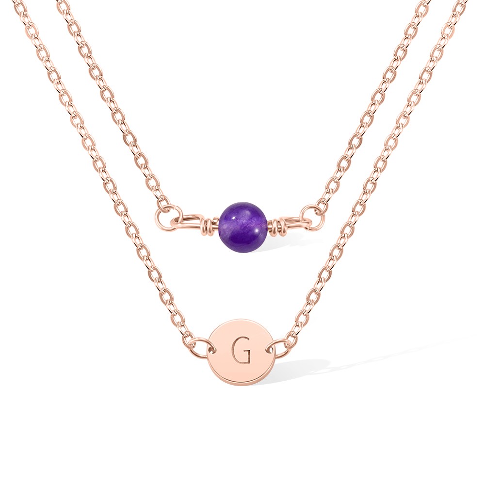 Personalized Layered Initial Necklace, Pearl Birthstone and Initial Disc Necklace, Sterling Silver 925 Necklace, Birthday Gift for Her/Mom/Wife
