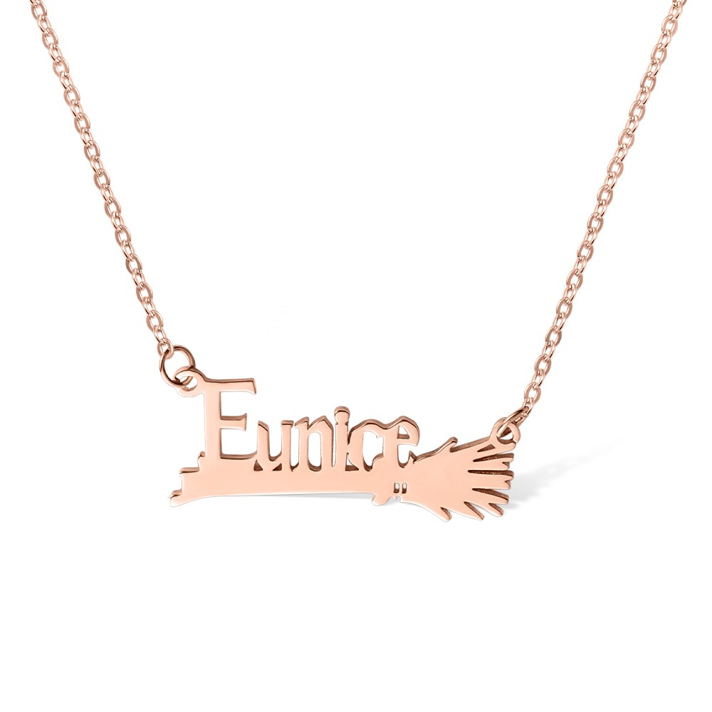 Custom Name Witch Broom Necklace, Magic Broom Name Pendant Chain, Sterling Silver 925 Jewelry, Birthday/Christmas/Anniversary Gift for Women/Girls
