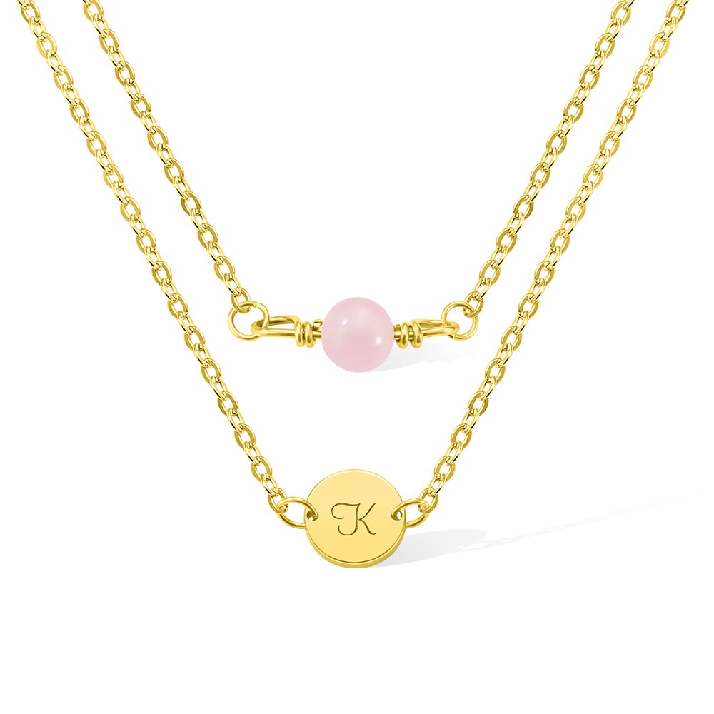 Personalized Layered Initial Necklace, Pearl Birthstone and Initial Disc Necklace, Sterling Silver 925 Necklace, Birthday Gift for Her/Mom/Wife