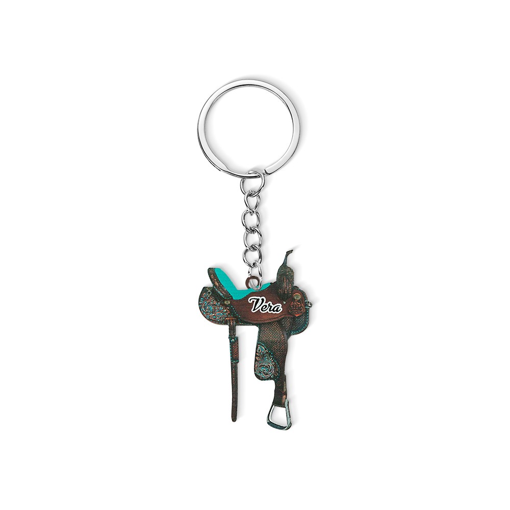 Porte-clés plat de selle personnalisé, porte-clés acrylique, décoration de cheval, accessoire de selle, cadeau de Noël, cadeau d'équitation, cadeau pour amateur de chevaux