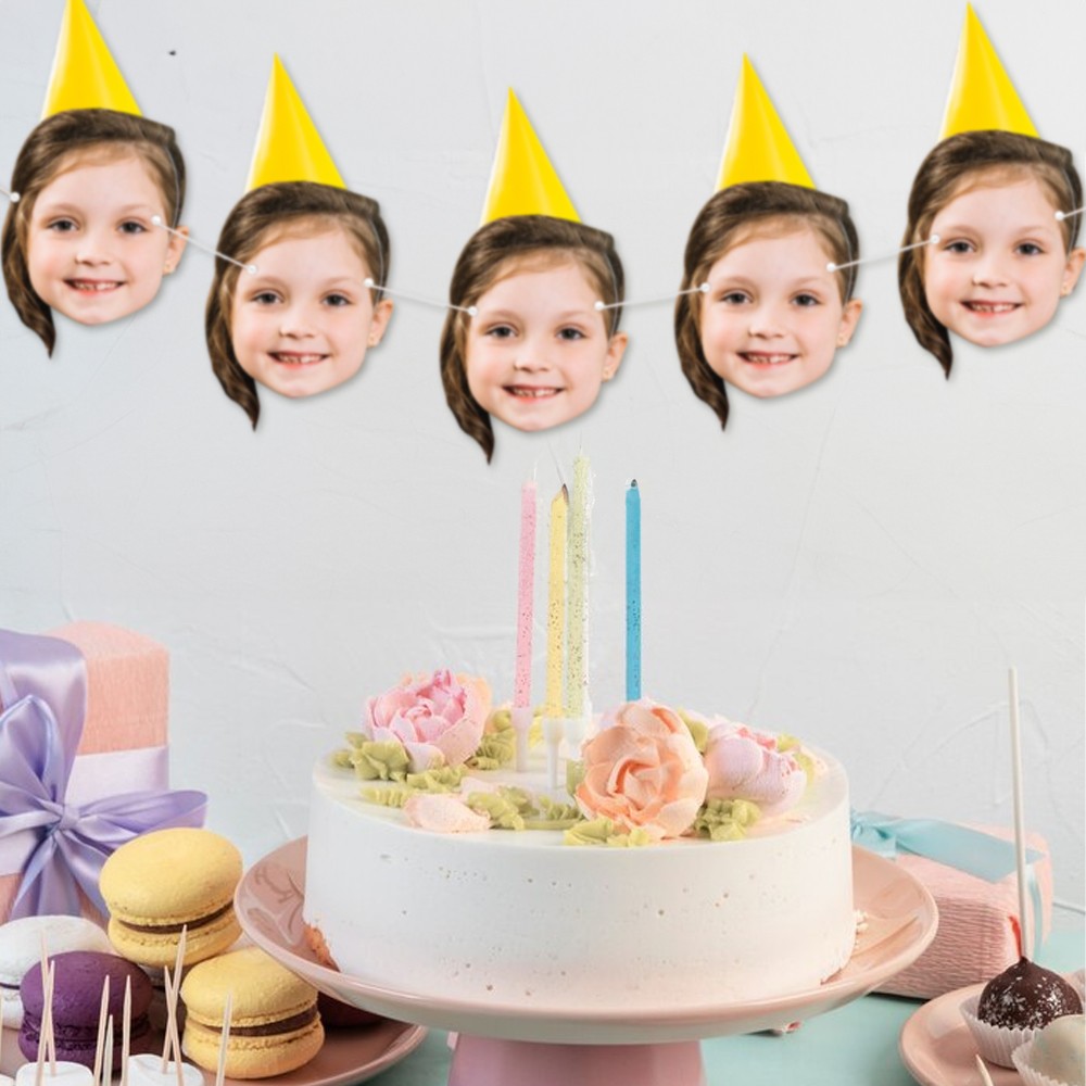 bannière d'anniversaire avec photo de visage personnalisée