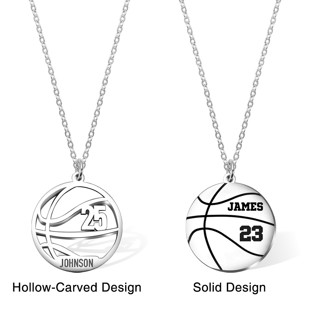 Collier de basket-ball avec nom et numéro gravés personnalisés, accessoire de sport, cadeau pour les joueurs de basket-ball/amateurs de sport