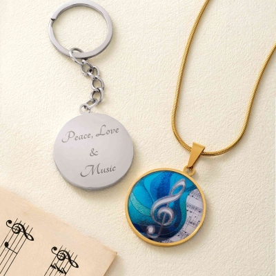 Personalized Engraved Music Note Necklace/Bracelet/Keychain, Colorful Treble Clef Music Jewelry/Accessory, Birthday/Anniversary Gift for Music Lovers