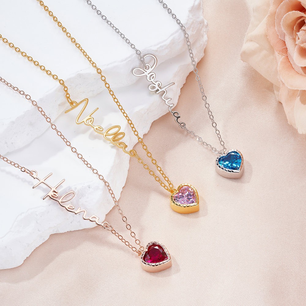 Heart Birthstone Necklace
