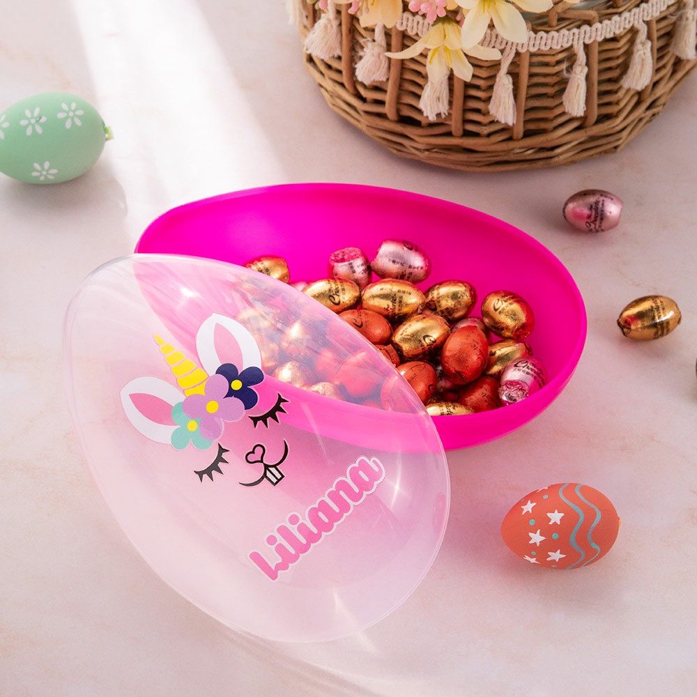 Oeuf de Pâques de licorne de nom personnalisé, oeuf Jumbo personnalisé, remplisseur de panier de Pâques, cadeaux de Pâques pour la famille/les enfants/la fille/la nièce