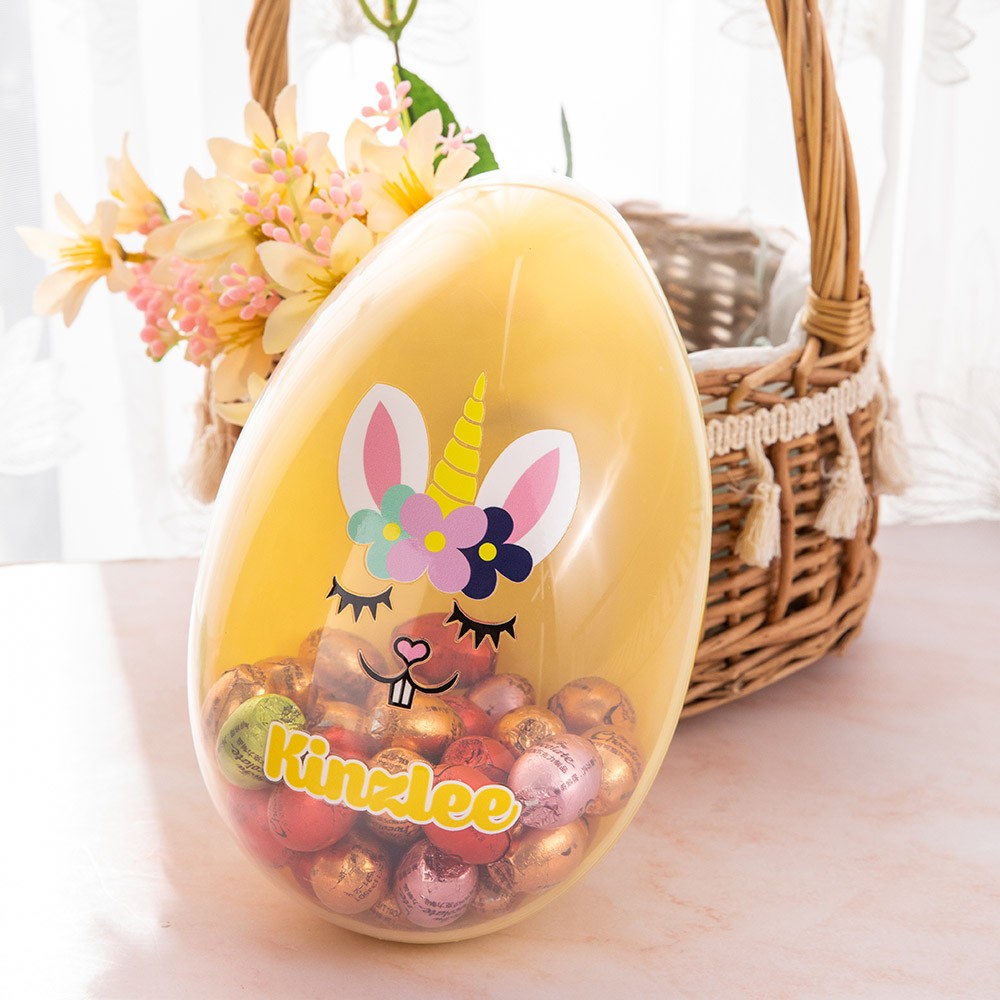 Oeuf de Pâques de licorne de nom personnalisé, oeuf Jumbo personnalisé, remplisseur de panier de Pâques, cadeaux de Pâques pour la famille/les enfants/la fille/la nièce
