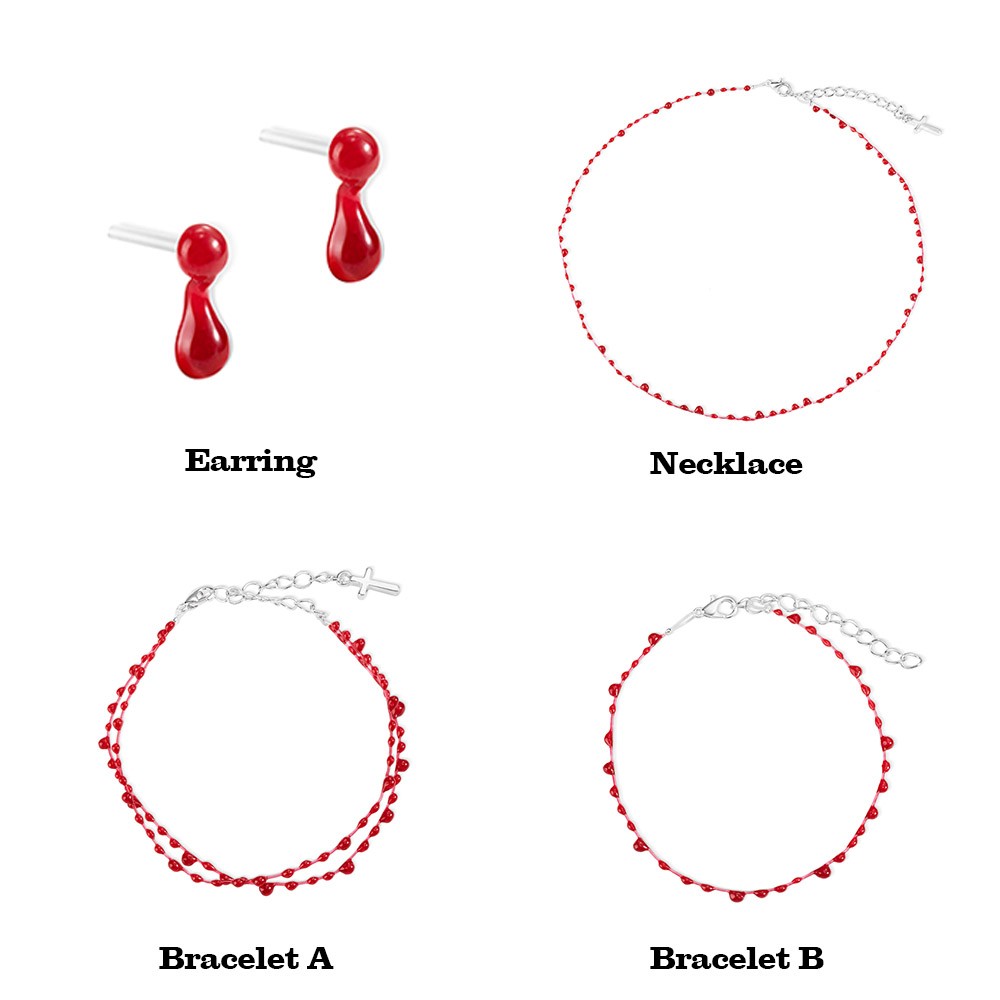 Goth Blood Drop Jewelry Set