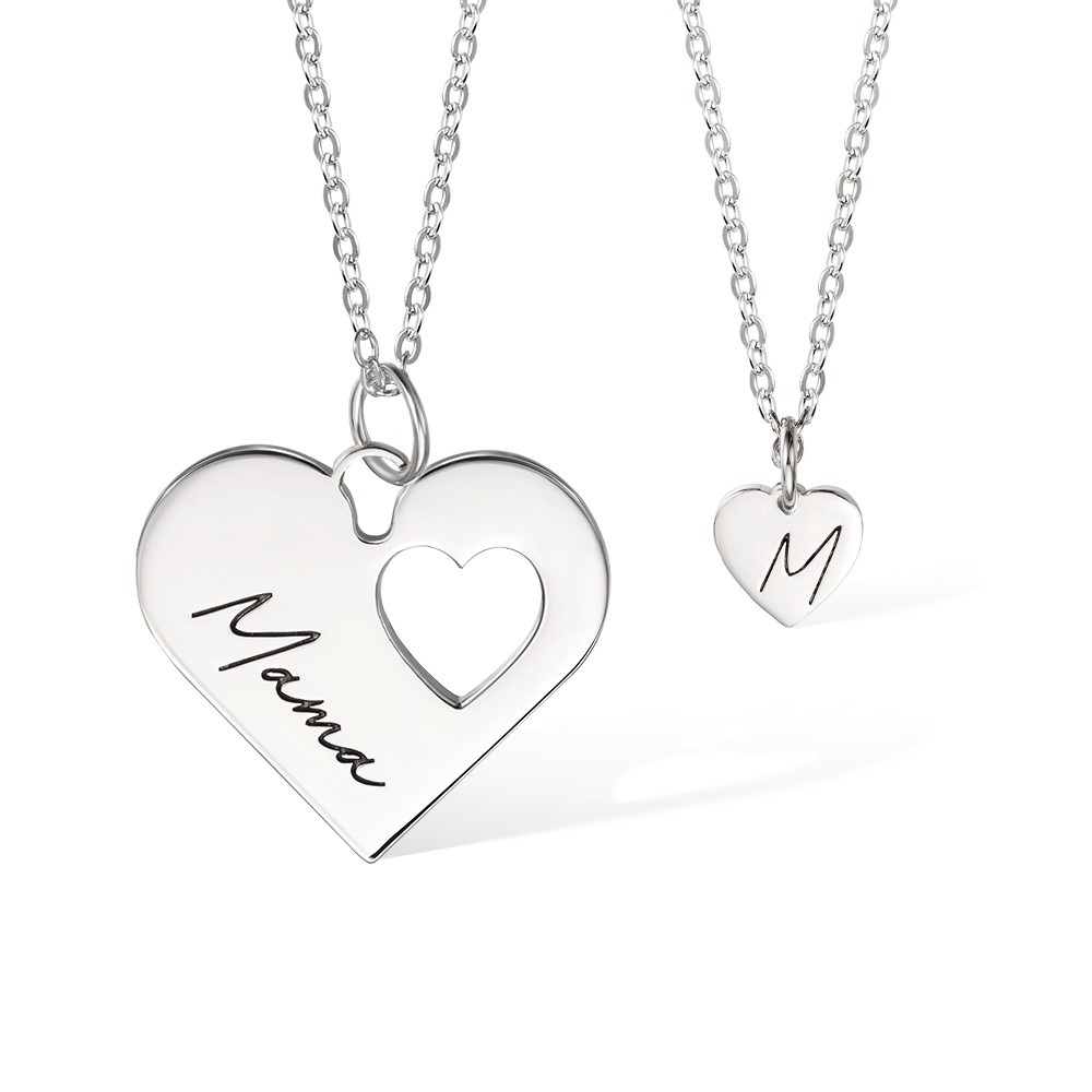 Ensemble de colliers coeur maman et moi personnalisés, ensemble de 2, collier mère et fille, collier maman, collier assorti, cadeau de fête des mères pour maman