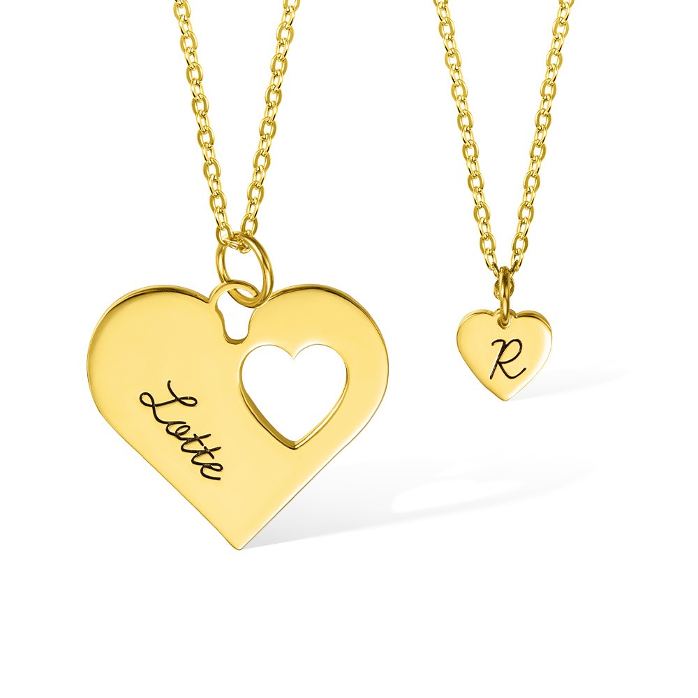 Ensemble de colliers coeur maman et moi personnalisés, ensemble de 2, collier mère et fille, collier maman, collier assorti, cadeau de fête des mères pour maman
