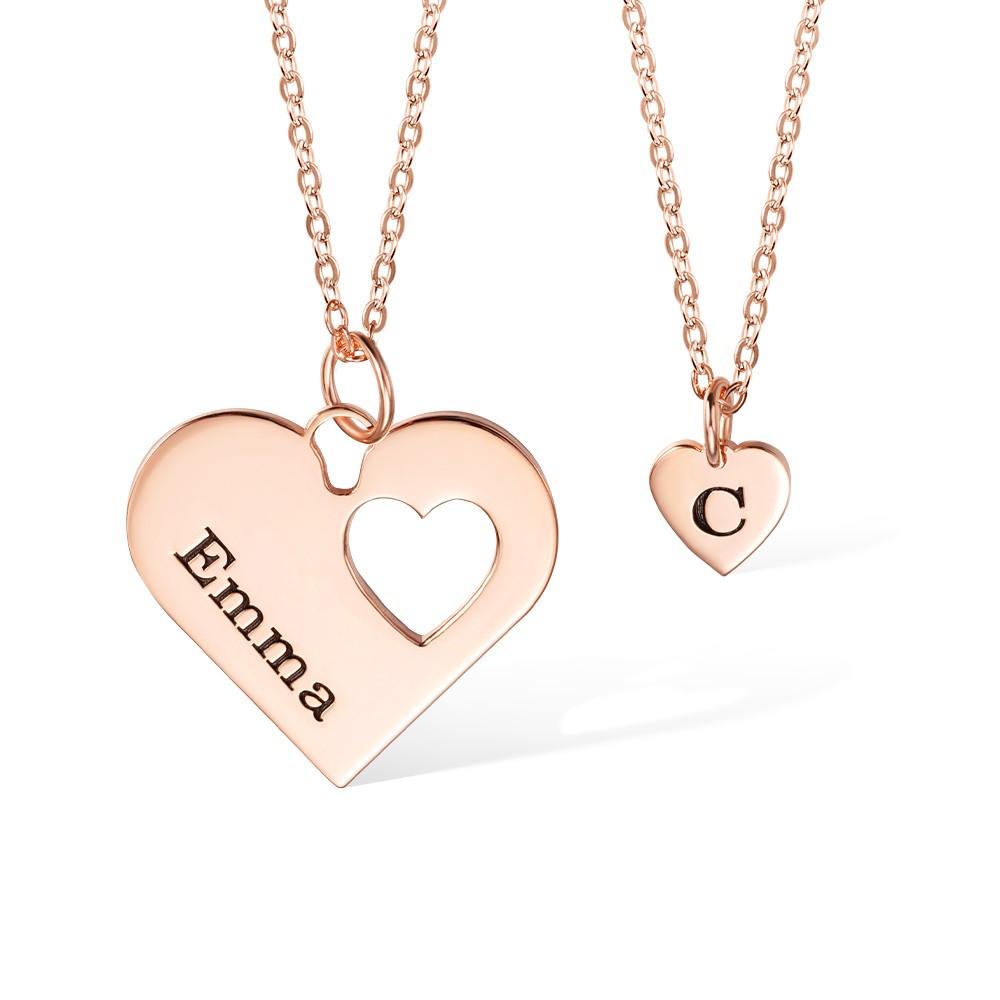 Ensemble de colliers coeur maman et moi personnalisés, ensemble de 2, collier mère et fille, collier maman, collier assorti, cadeau de fête des mères pour maman