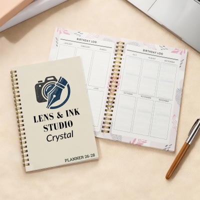 Custom Company Logo 2026-2028 Monthly Planner with Name, A5 Spiral Schedule Planner Notebook, Anniversary/Promotion Gift for Employees/Colleagues