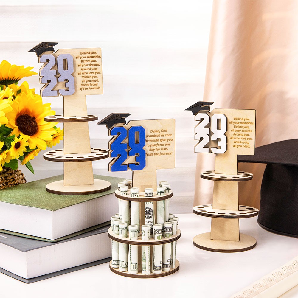 Porte-monnaie cadeau de graduation personnalisé, gâteau d'argent de graduation à plusieurs niveaux, cadeaux de graduation, décorations de fête de remise des diplômes, cadeau pour étudiants/diplômés