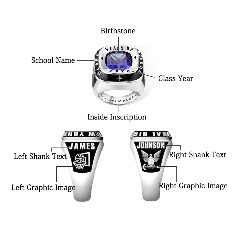 bague de classe personnalisée pour le lycée masculin