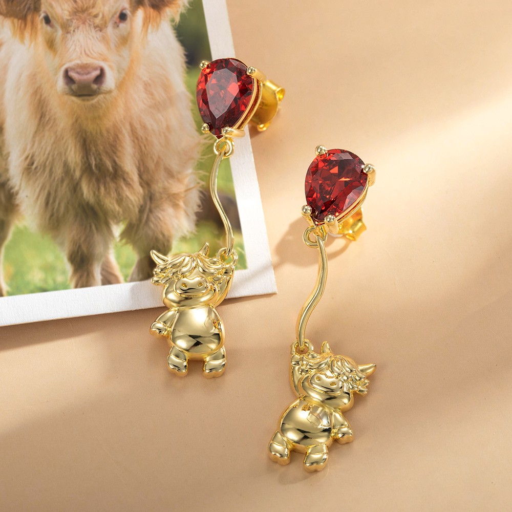 highland cow stud earrings