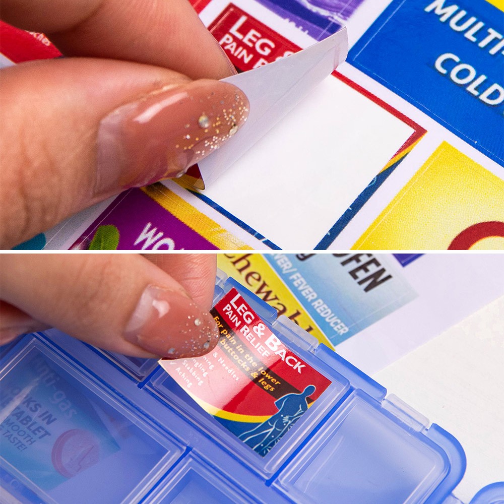 pocket pharmacy with labels