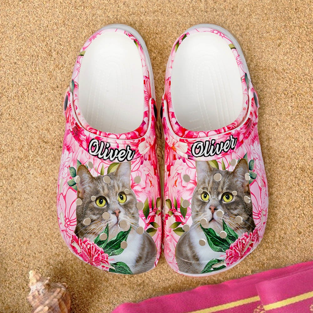 Chaussons sabots personnalisés colorés pour animaux de compagnie avec photo et nom amusants de chien et de chat, cadeau d'anniversaire pour amoureux des animaux