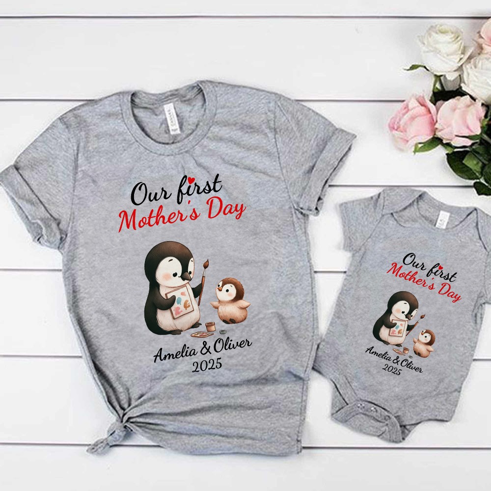 T-shirt enfant personnalisé « Maman Pingouin »