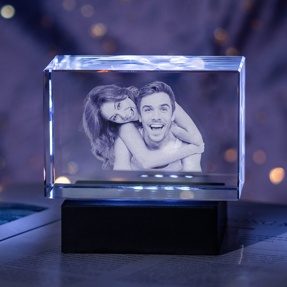 Custom 3D Crystal Photo Engraved Gift for Couple Custom 3D Crystal Photo Engraved Gift for Couple