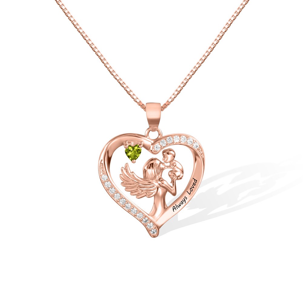 Collier coeur avec pierre de naissance