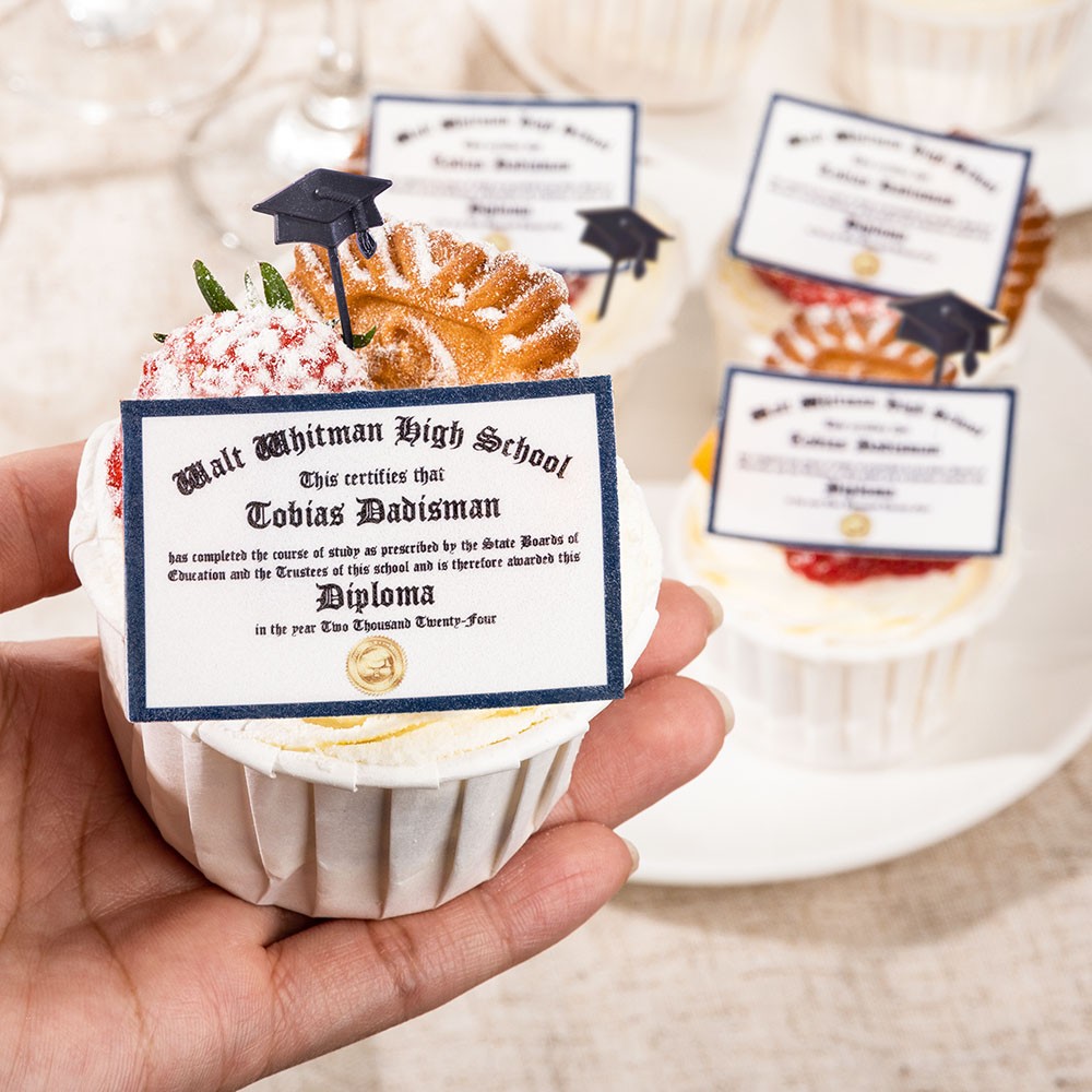 (Set of 10pcs)Personalized Edible Graduation Diplomas Cupcake Toppers, Graduation Party Cookie Cake Decor 2024, Gift for Graduate/Student/Classmate
