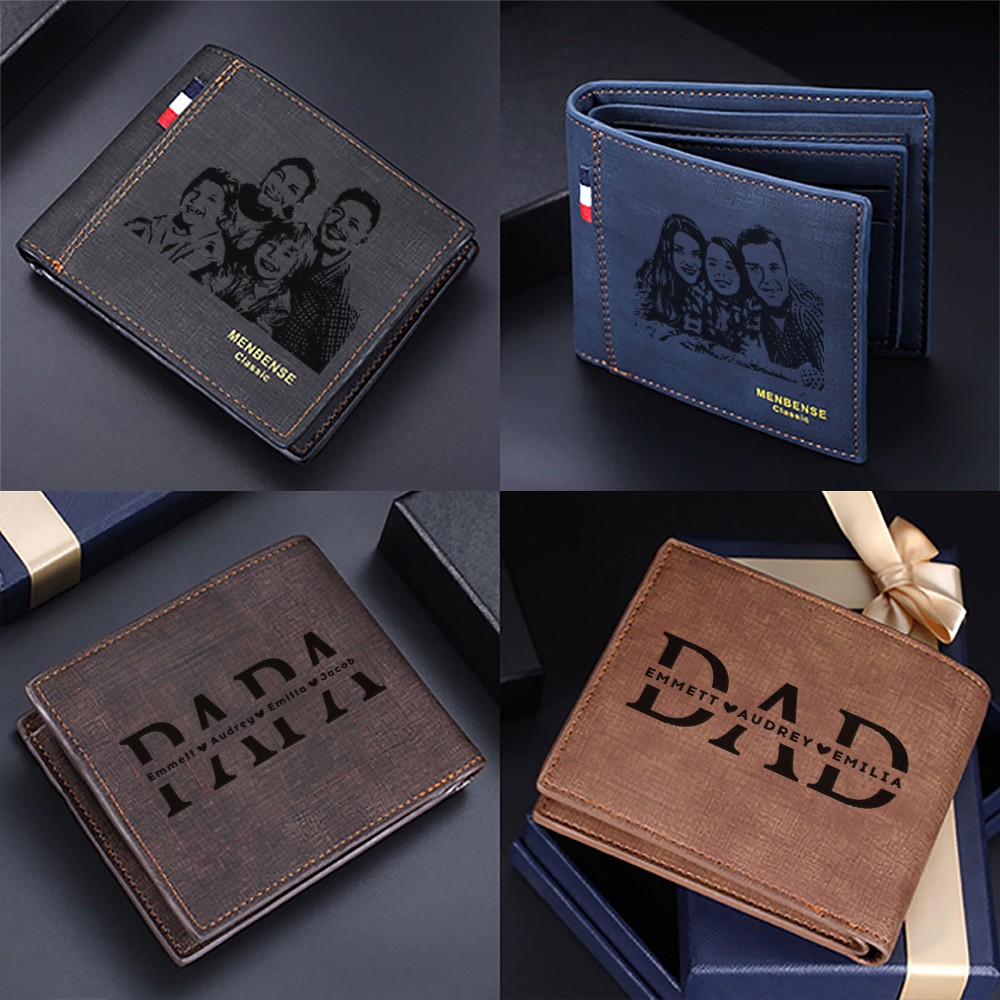 photo engraved leather wallet