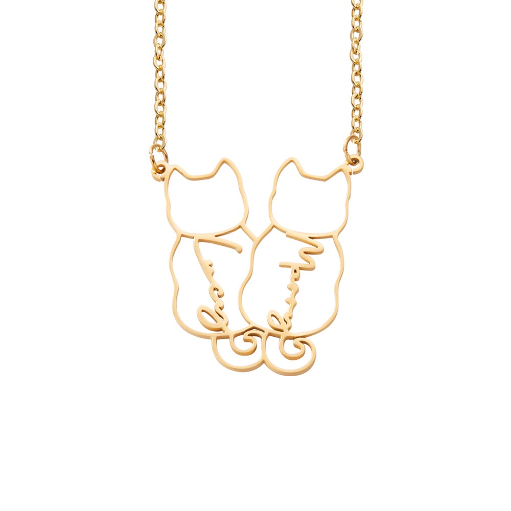 Custom Cat/Dog Breed Necklace, Personalized Up to 4 Back Sitting Cat/Dog Name Necklace, Sterling Silver 925 Dog Memorial/Dog Loss Jewelry, Gift for Dog Mom/Dad