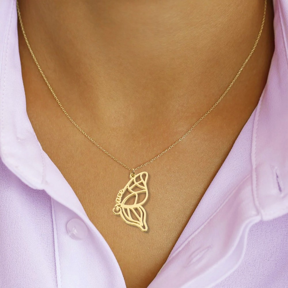 Personalized BFF Butterfly Necklace Set of 2, Butterfly Wings Jewelry for Best Friends Forever Necklaces
