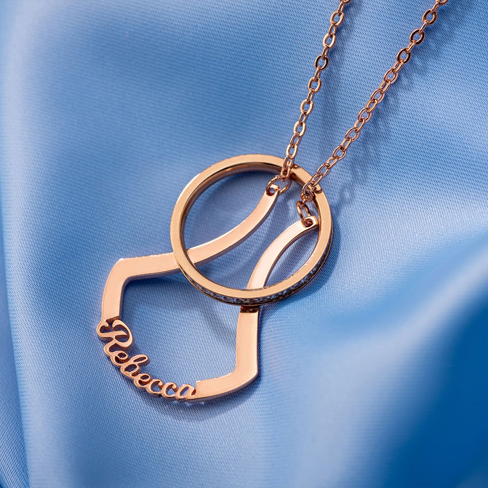 Personalized Ring Holder Necklace, Ring Keeper Necklace with Name, Wedding Ring Holder, Ring Holder Jewelry, Gift for Woman/Mother/Grandma