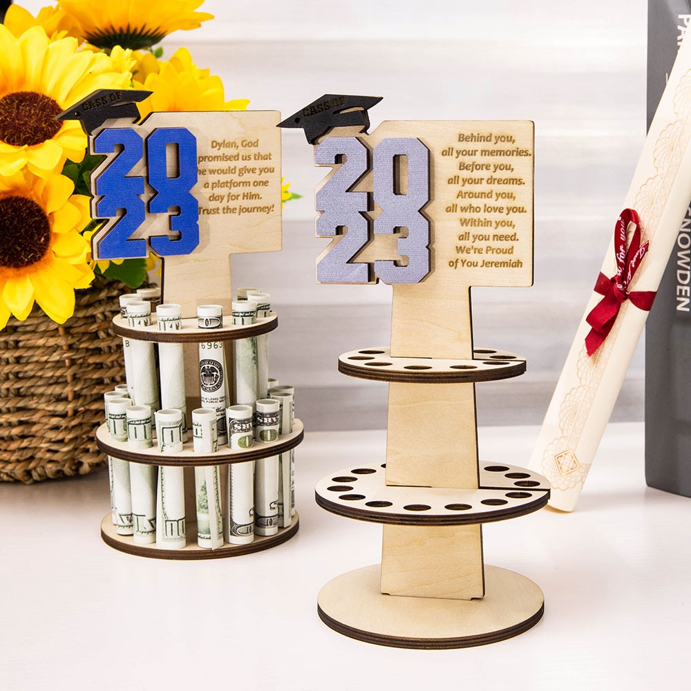 Porte-monnaie cadeau de graduation personnalisé, gâteau d'argent de graduation à plusieurs niveaux, cadeaux de graduation, décorations de fête de remise des diplômes, cadeau pour étudiants/diplômés