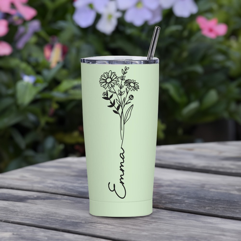 Birth Flower Travel Cup