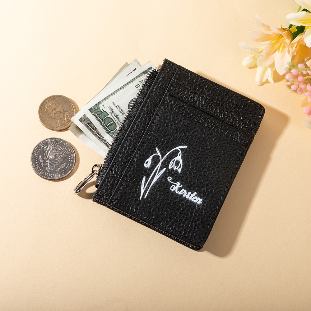 Sac à main personnalisé de fleurs de naissance, porte-monnaie de carte, sac à main monogrammé, portefeuille pour femmes, cadeau de Noël/anniversaire, cadeau pour maman/demoiselles d’honneur