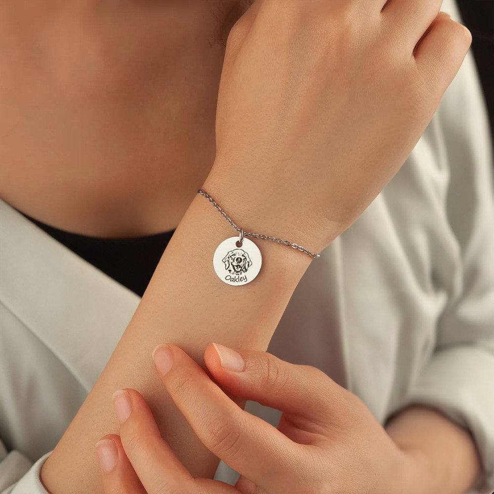 Bracelet jonc petit disque en argent sterling
