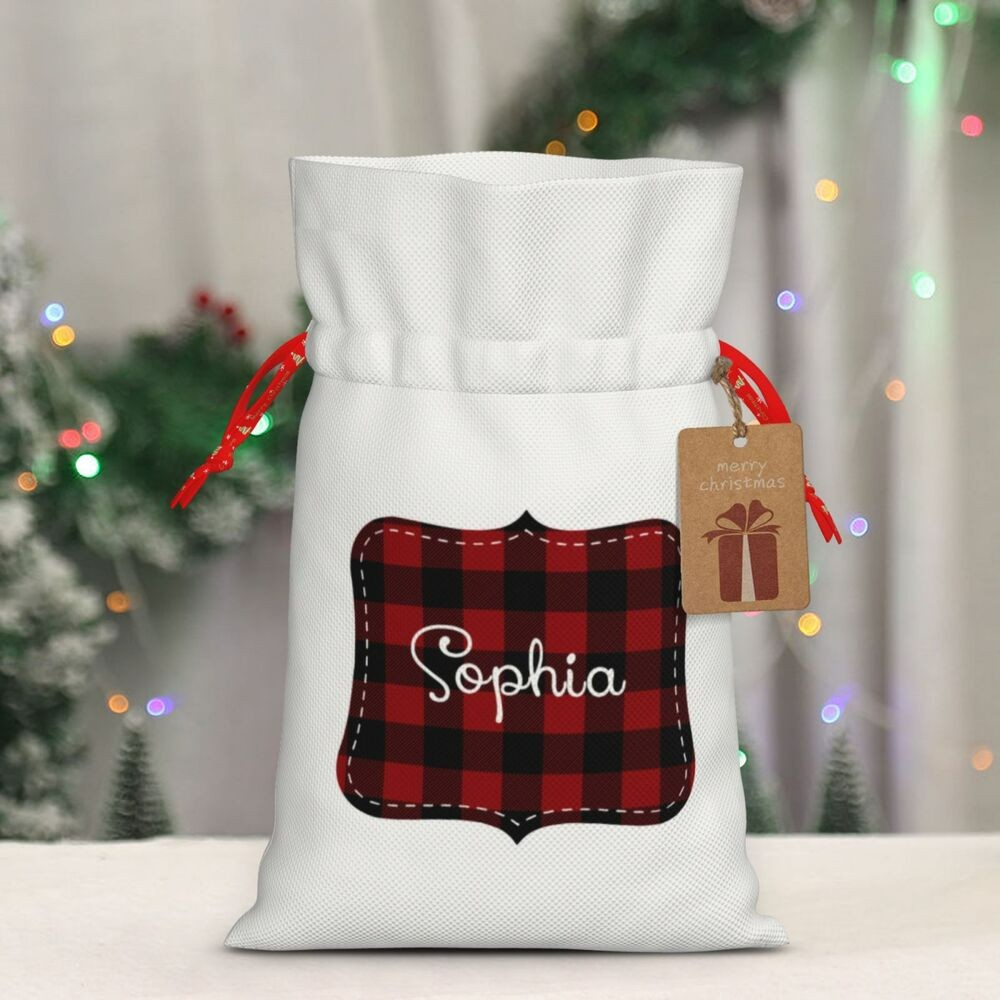 sac cadeau à carreaux