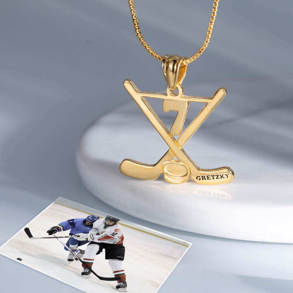Custom Hockey Necklace Ice Hockey Sticks Jewelry
