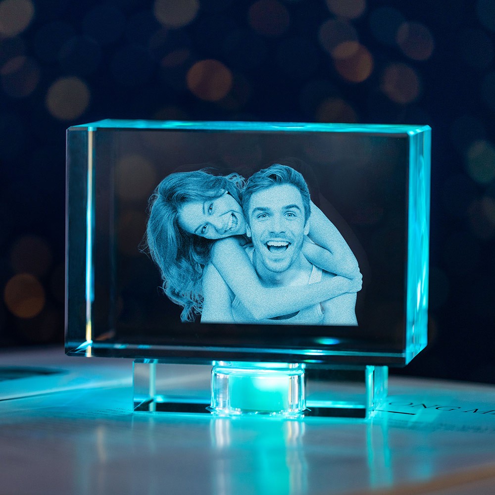 Custom 3D Crystal Photo Engraved Gift for Couple Custom 3D Crystal Photo Engraved Gift for Couple