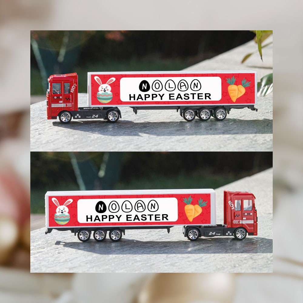 Camions de jouets personnalisés pour enfants de Pâques, cadeaux de Pâques pour les enfants, jouet de nom personnalisé, jouets de camion de Joyeuses Pâques, cadeaux d'anniversaire/fête des enfants