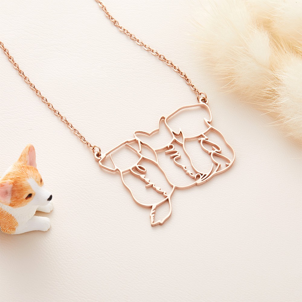 Custom Cat/Dog Breed Necklace, Personalized Up to 4 Back Sitting Cat/Dog Name Necklace, Sterling Silver 925 Dog Memorial/Dog Loss Jewelry, Gift for Dog Mom/Dad