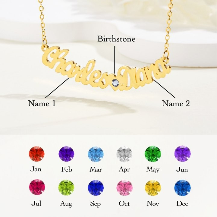 name necklace with heart