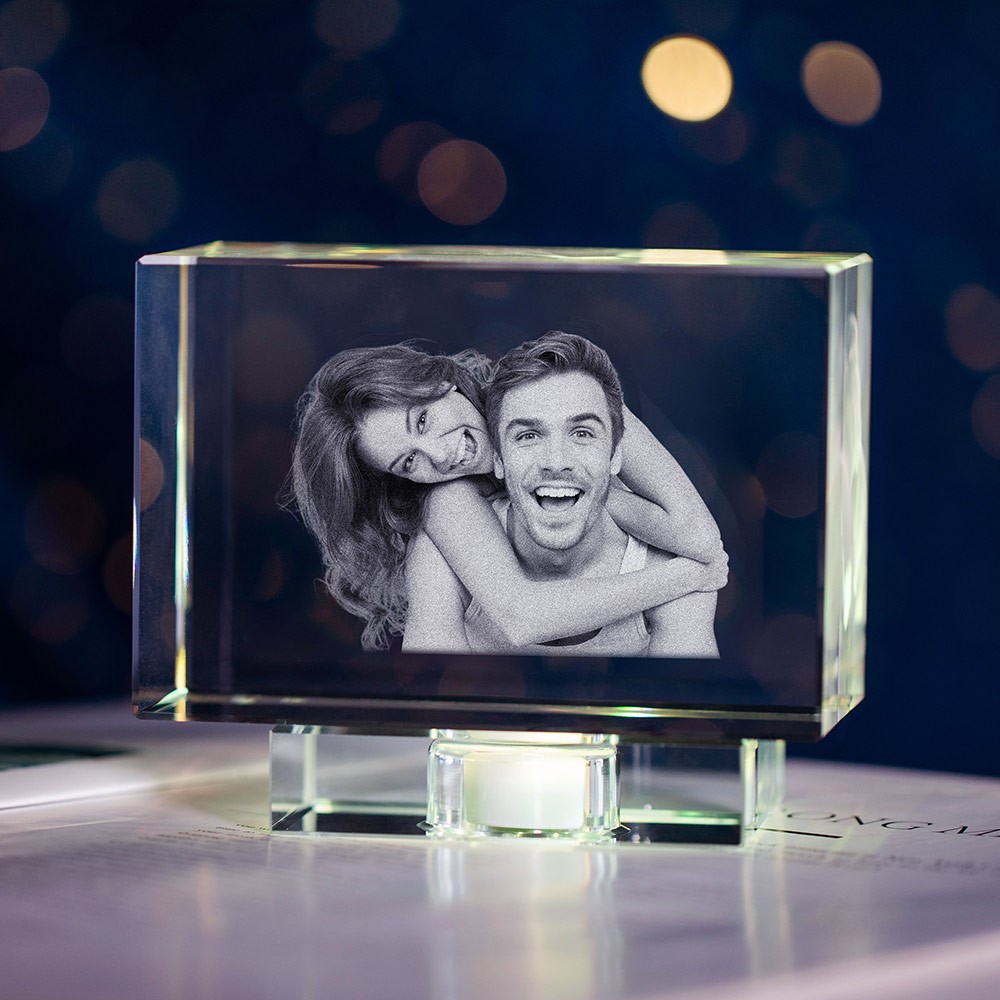Custom 3D Crystal Photo Engraved Gift for Couple Custom 3D Crystal Photo Engraved Gift for Couple