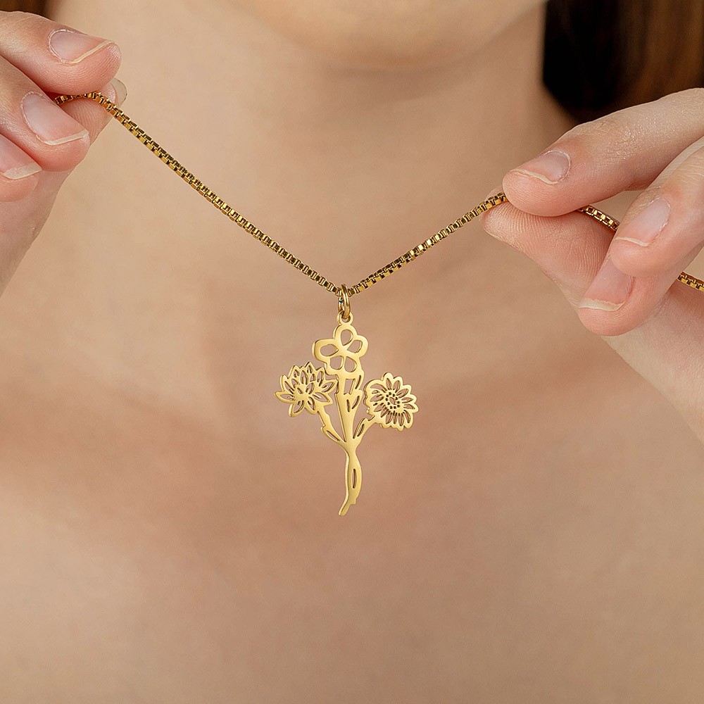 collier de fleurs combiné pour le mois de naissance