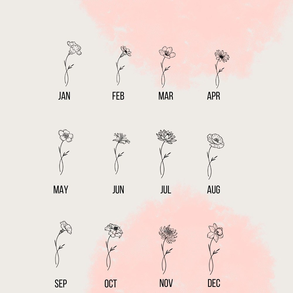 engraved birth flower