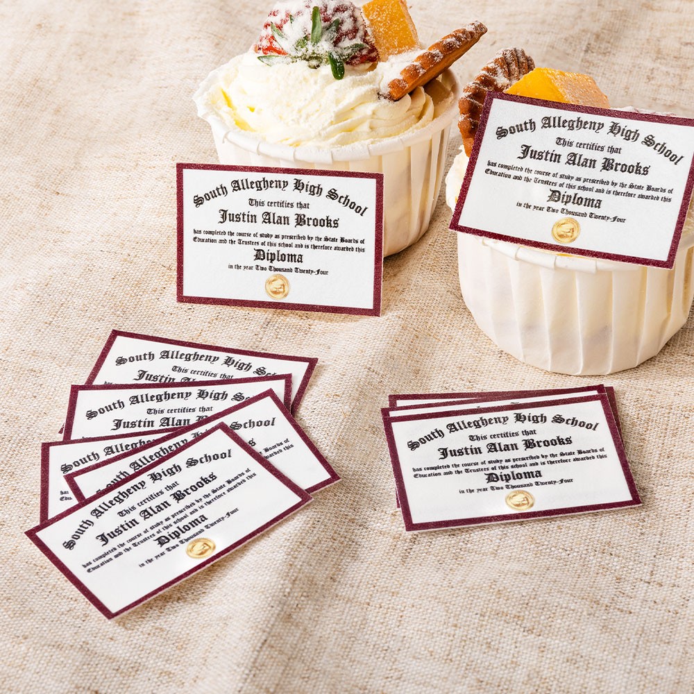(Set of 10pcs)Personalized Edible Graduation Diplomas Cupcake Toppers, Graduation Party Cookie Cake Decor 2024, Gift for Graduate/Student/Classmate