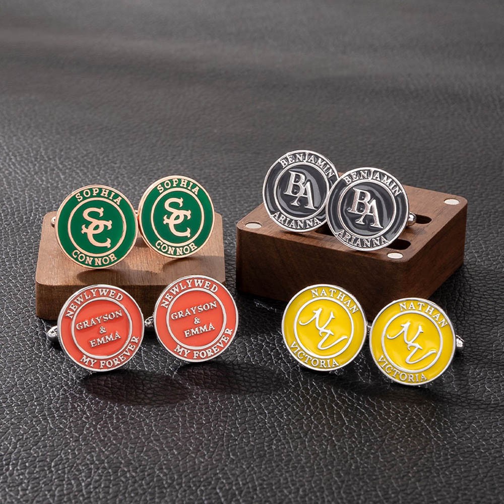 Boutons de manchette en émail coloré