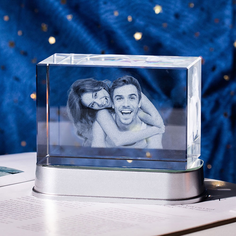 Custom 3D Crystal Photo Engraved Gift for Couple Custom 3D Crystal Photo Engraved Gift for Couple