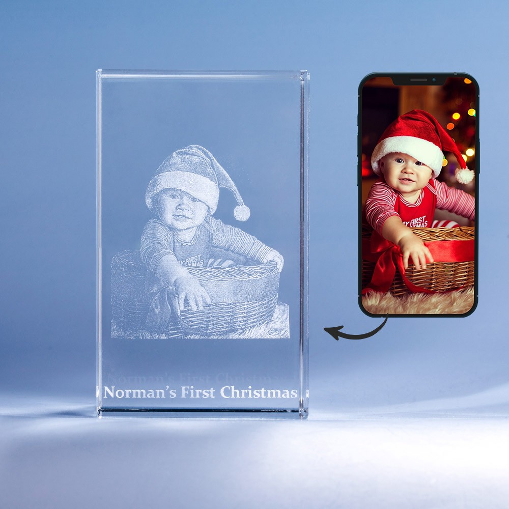 Baby's First Christmas 3D Crystal Photo Engraved Gift Baby's First Christmas 3D Crystal Photo Engraved Gift