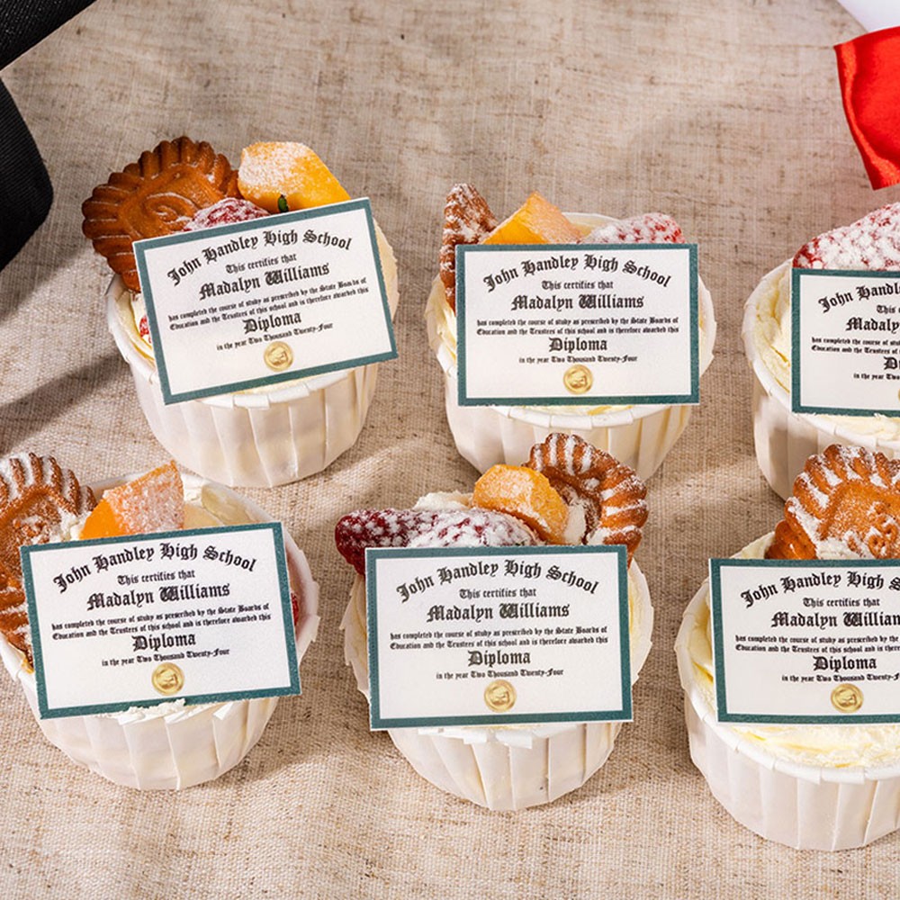 (Set of 10pcs)Personalized Edible Graduation Diplomas Cupcake Toppers, Graduation Party Cookie Cake Decor 2024, Gift for Graduate/Student/Classmate