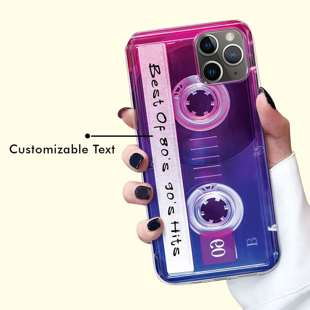 Custom Vintage Cassette Tape Phone Case, 80's Retro Style Audio Mixtape Case for iPhone All Models