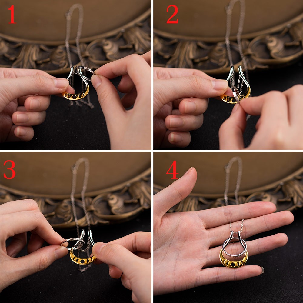Collier Porte-Anneau Phases de Lune