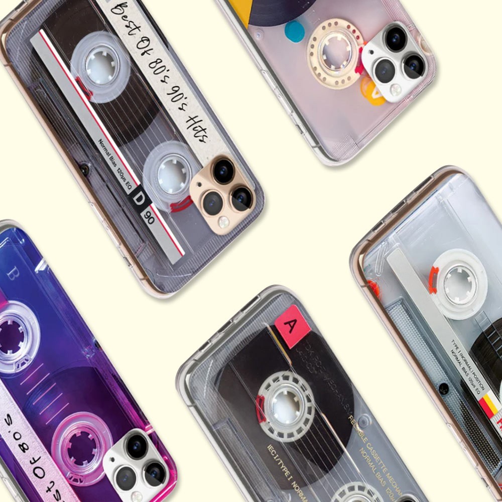 Custom Vintage Cassette Tape Phone Case, 80's Retro Style Audio Mixtape Case for iPhone All Models
